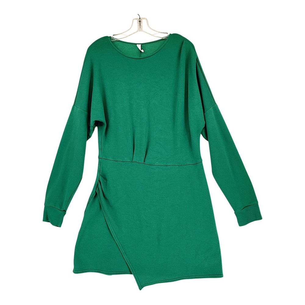 Daily Practice Antgropologie Dress L Green Mini Faux Wrap Long Sleeve Athleisure